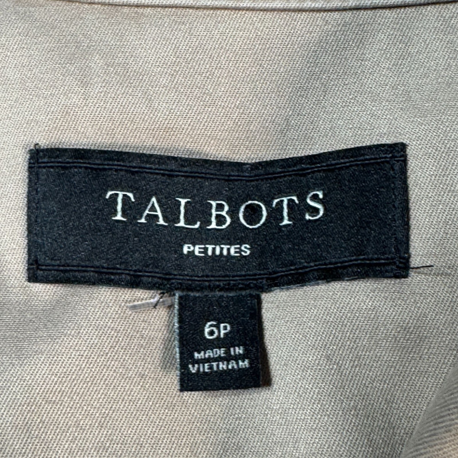 Talbots Beige Safari Utility Blazer Jacket Button Front Pockets 6P