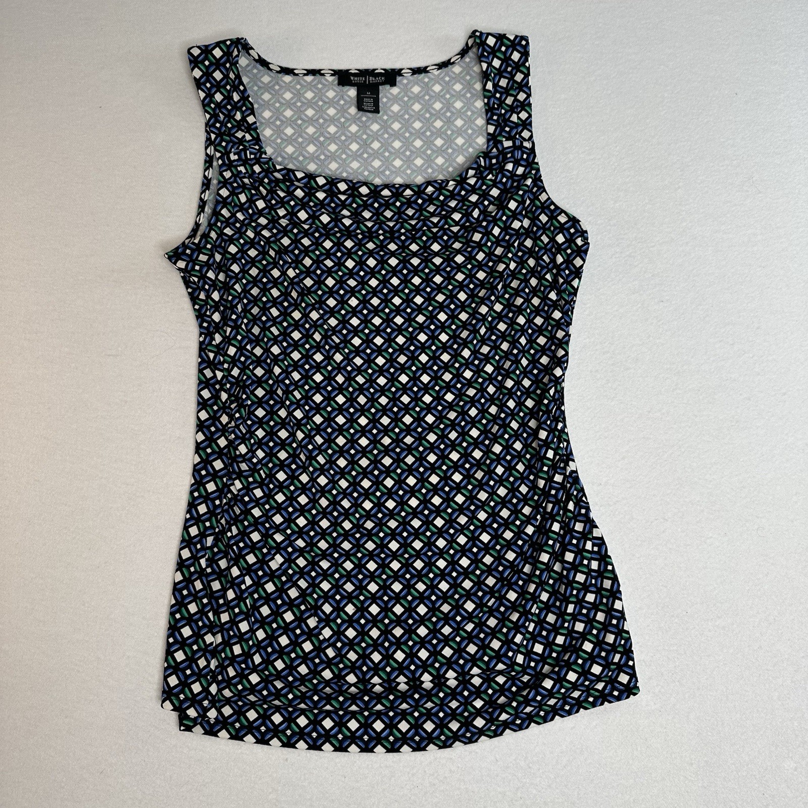 White House Black Market Women’s M Geometric Knit Square Neck Stretch Tank Top
