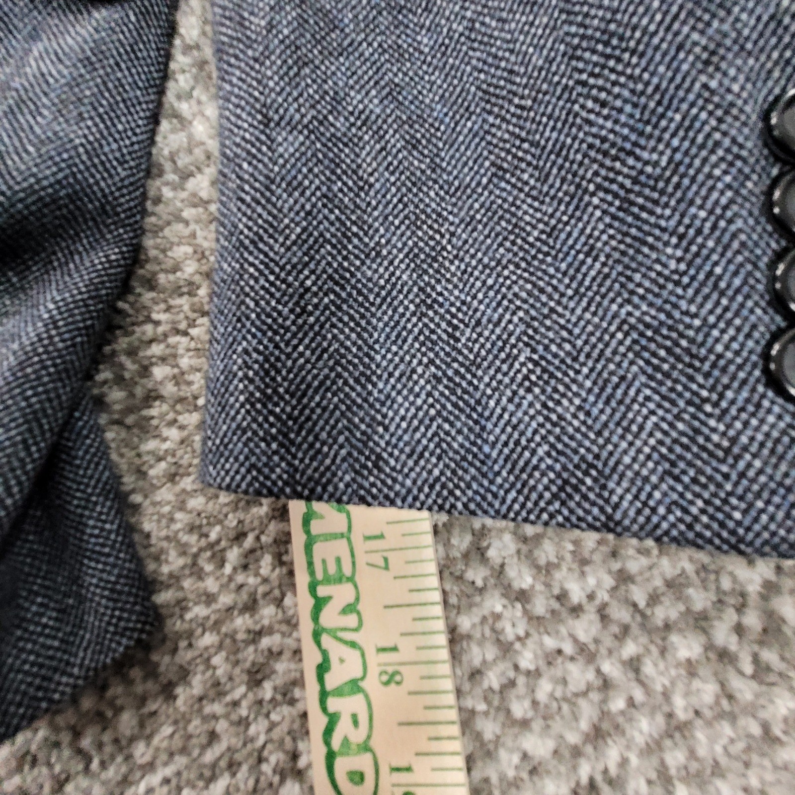 Hickey Freeman Milburn Mens 38R Blazer Blue Grey Herringbone Worsted Wool Jacket