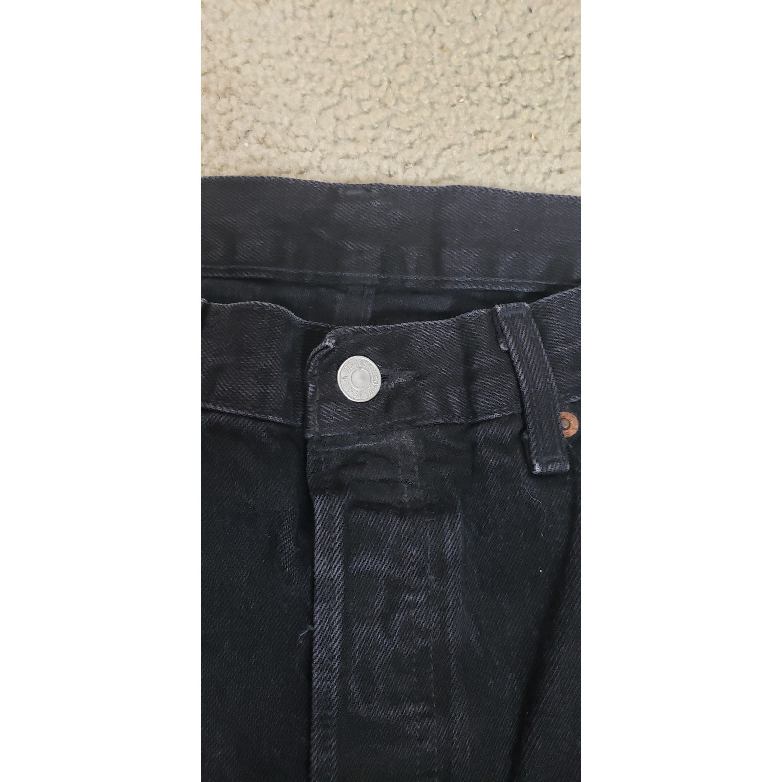 Levis Denim Tears 501 DT Mens Black Straight Leg Jeans W36 L34 Button Fly