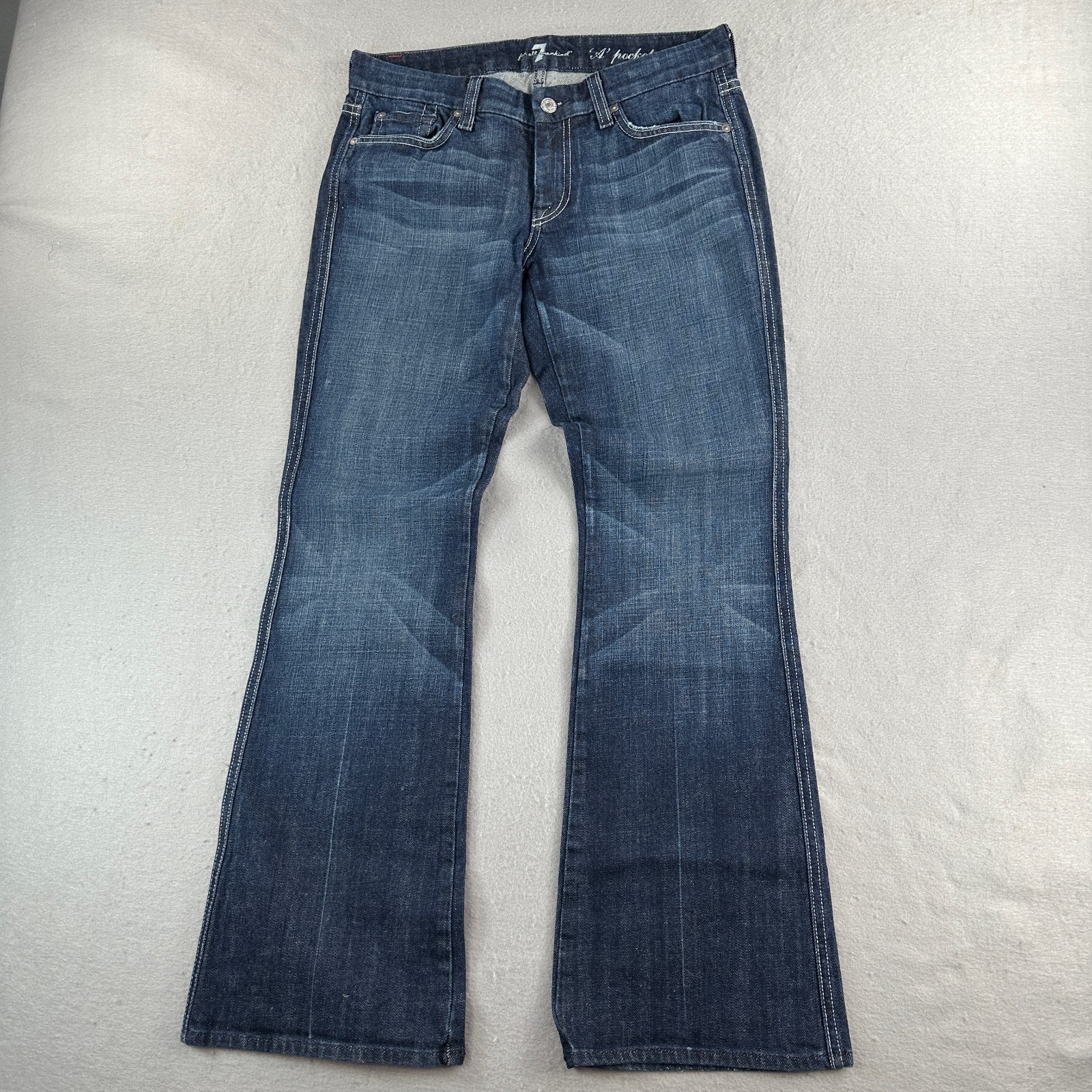 7 For All Mankind Jeans Womens 28 (31×31) Blue Flare Dojo A Pocket Made In USA