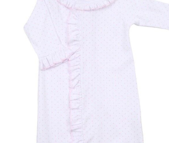 NWT White Pink Polka Dot Pima Cotton Converter Gown Preemie Magnolia Baby Girls