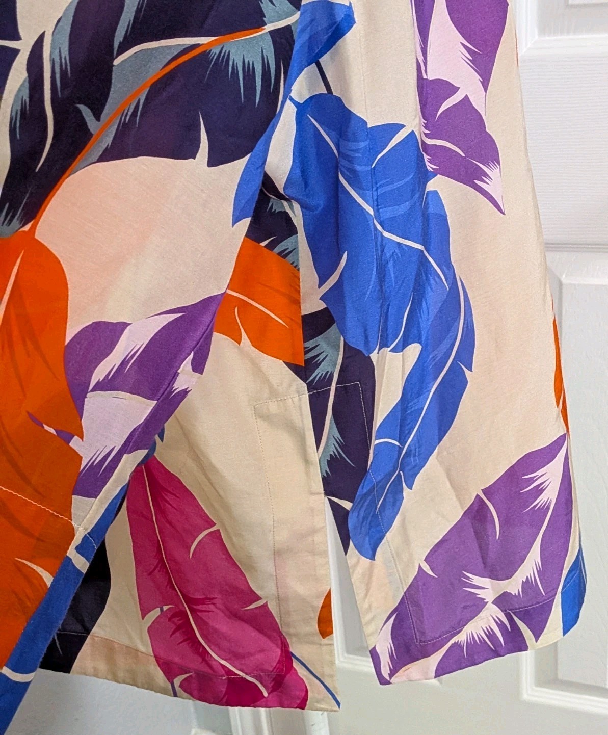 KOBI HALPERIN Darrien Feather and Leaf Print Cotton/Silk Blouse Tunic Top sz 2XL