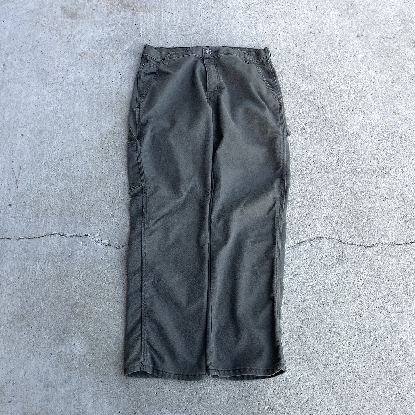Dickies carpenter Pants 34/30 Olive Green Workwear Used Regular Fit Skateboard
