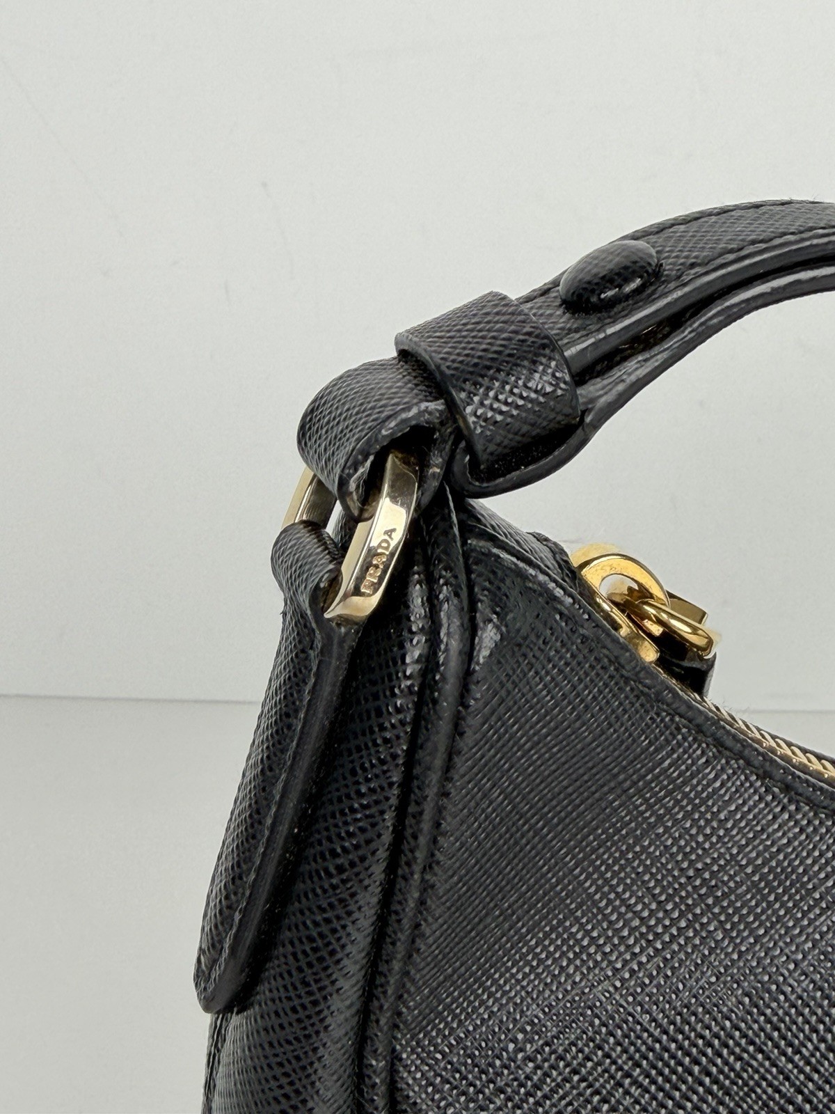 Prada Re-Edition 2005 Saffiano Leather Mini Bag in Black with Key Ring D-3