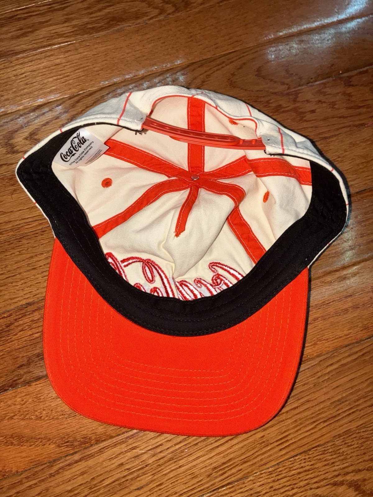 Vintage Coca-Cola Pinstripe Baseball Snapback Hat Big Script promo cap
