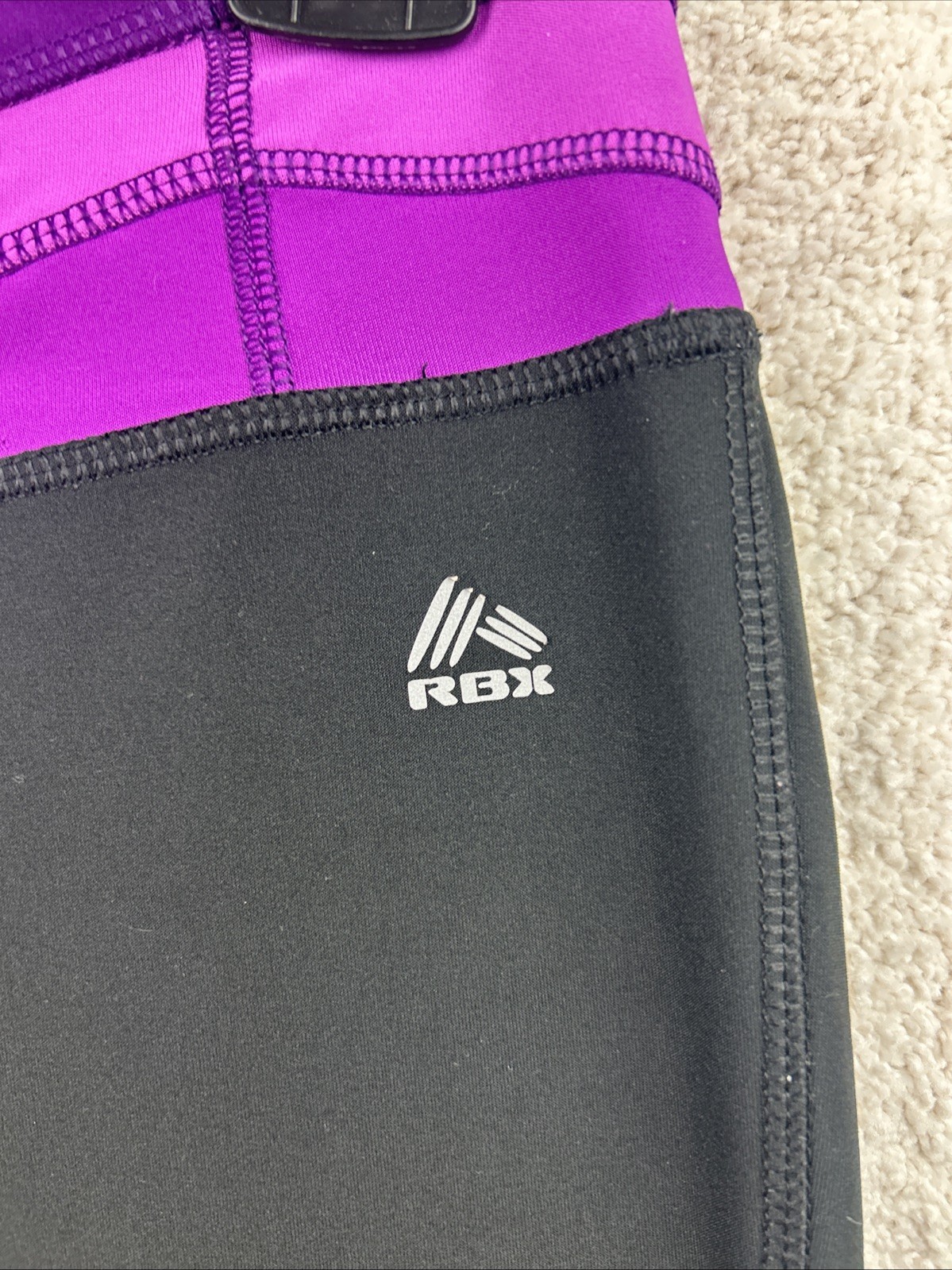 RBX Leggings Black Pink Purple Polyester Spandex Blend Womens Medium Yoga Dance