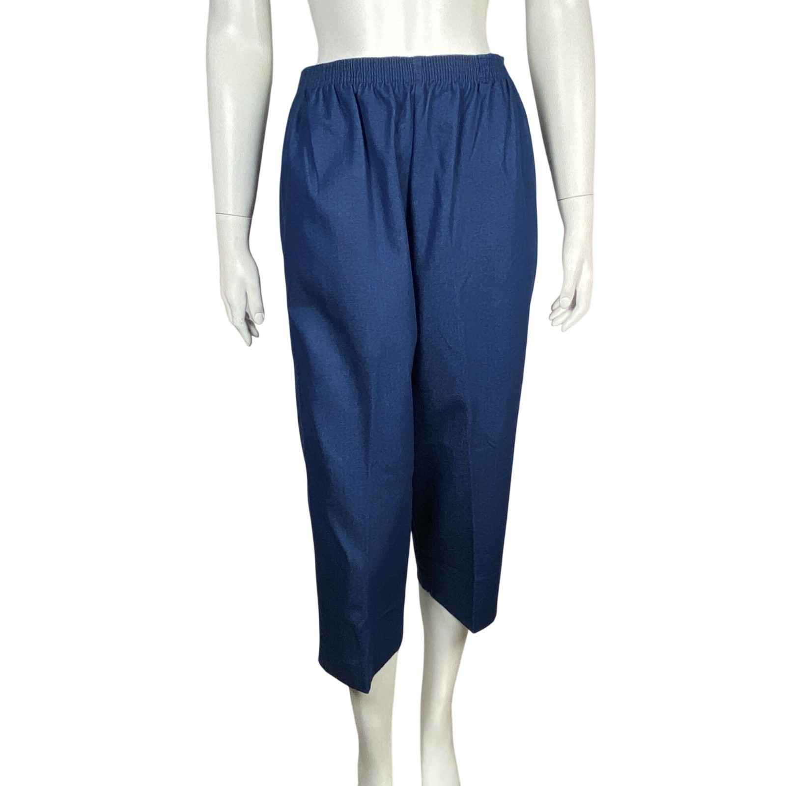 Alfred Dunner Capri Pants Size 12 Comfort Waist Classic Fit Navy Blue Stretch