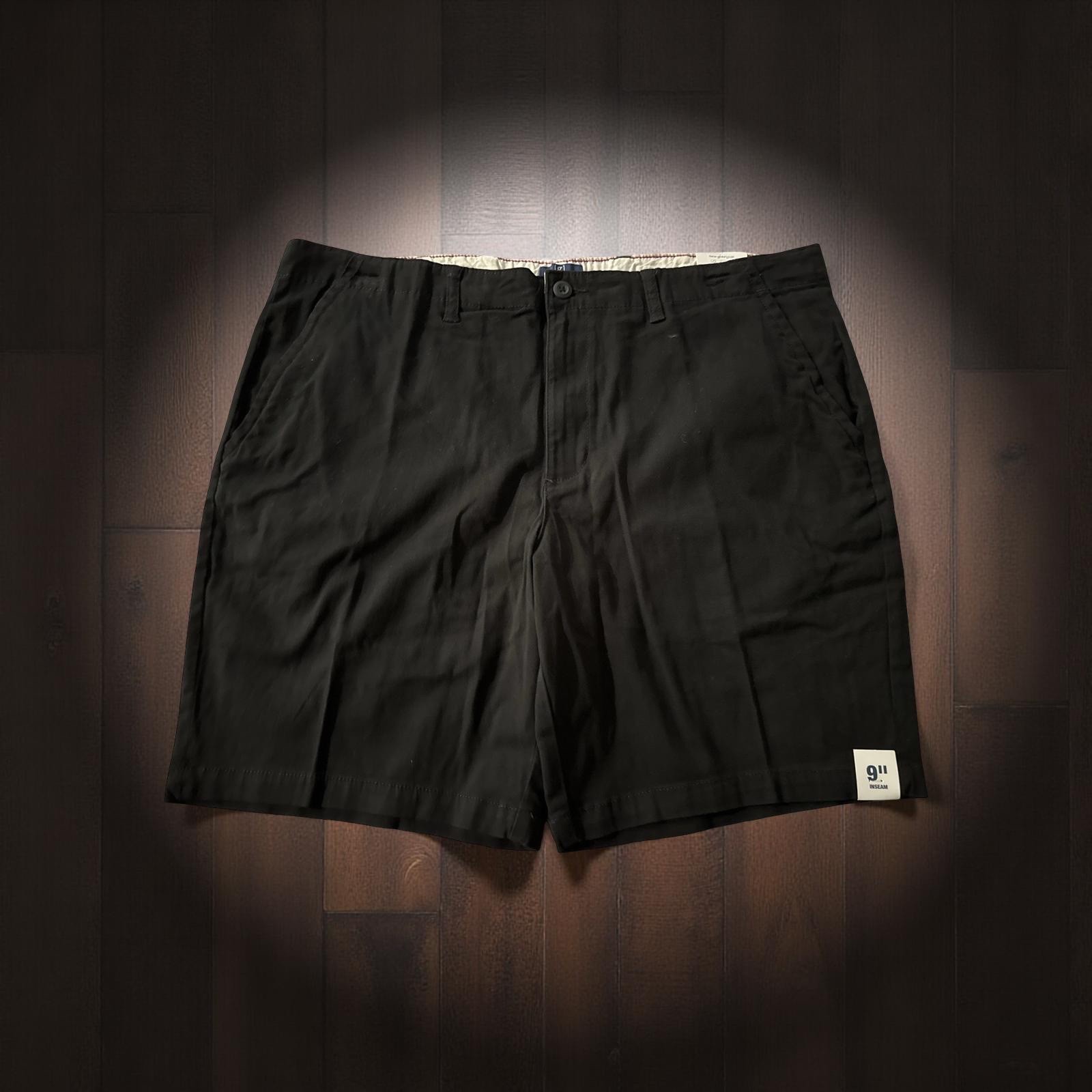 George Above Knee Flat Front Black Soot Shorts Size 40×9 Cotton/Spandex Stretch