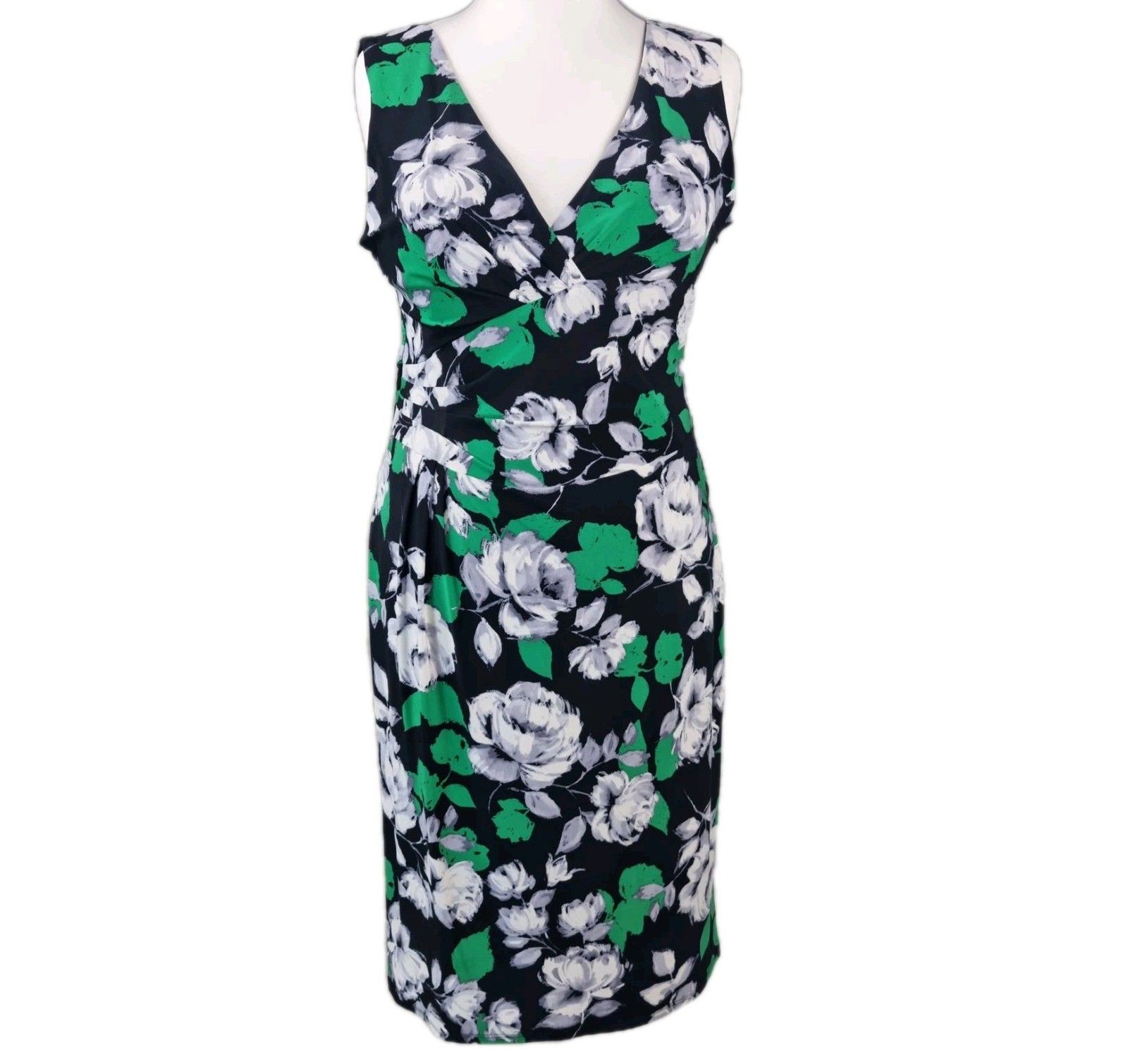 Phase Eight Green Floral Wrap Dress UK 16 Midi Occasion Wedding Guest Party