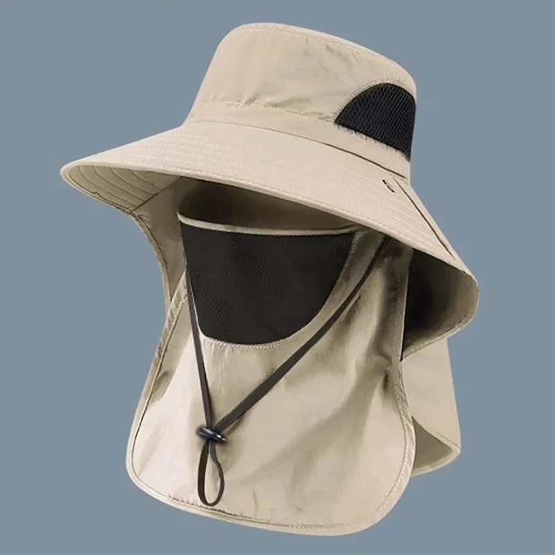 Wide Brim Sun Hat UV Protection Bucket Cap Hiking Camping Fishing Neck Flap