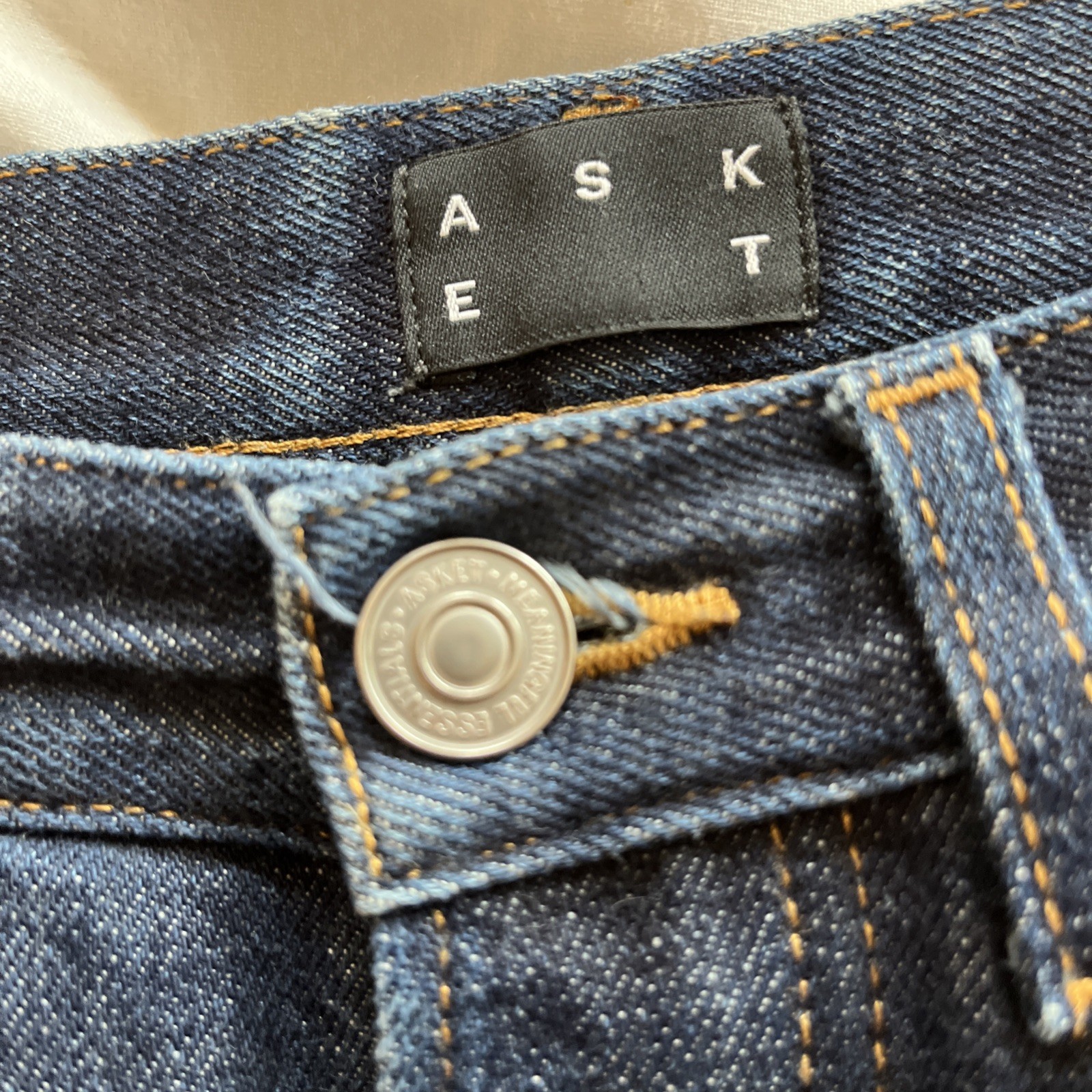 Asket Raw Denim Jeans – 31×34 (Fits 32×29 Cuffed) – Dark – 100% Organic Cotton