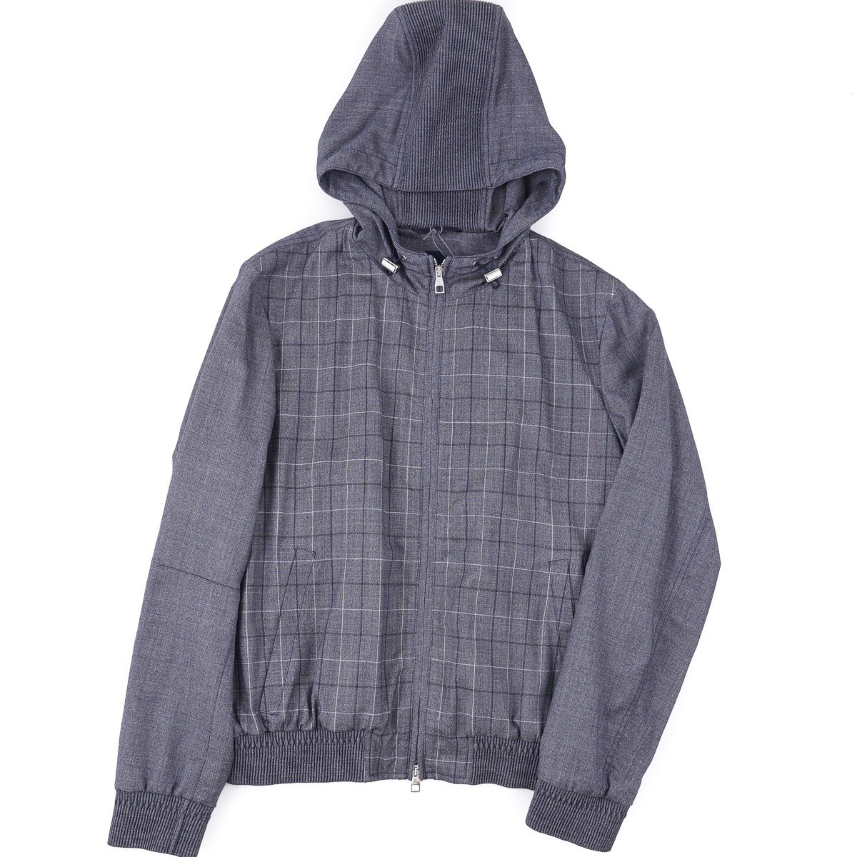Brett Johnson Woven Gray-Blue Lightweight Wool Jacket with Hood M (Eu 50) NWT