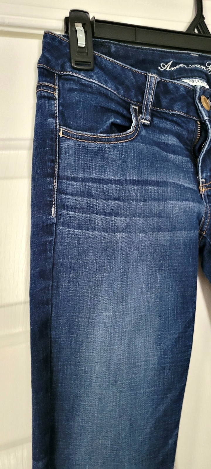 American Eagle Super Stretch Skinny Jeans Womens 4 Blue Denim Dark Wash Jeggings