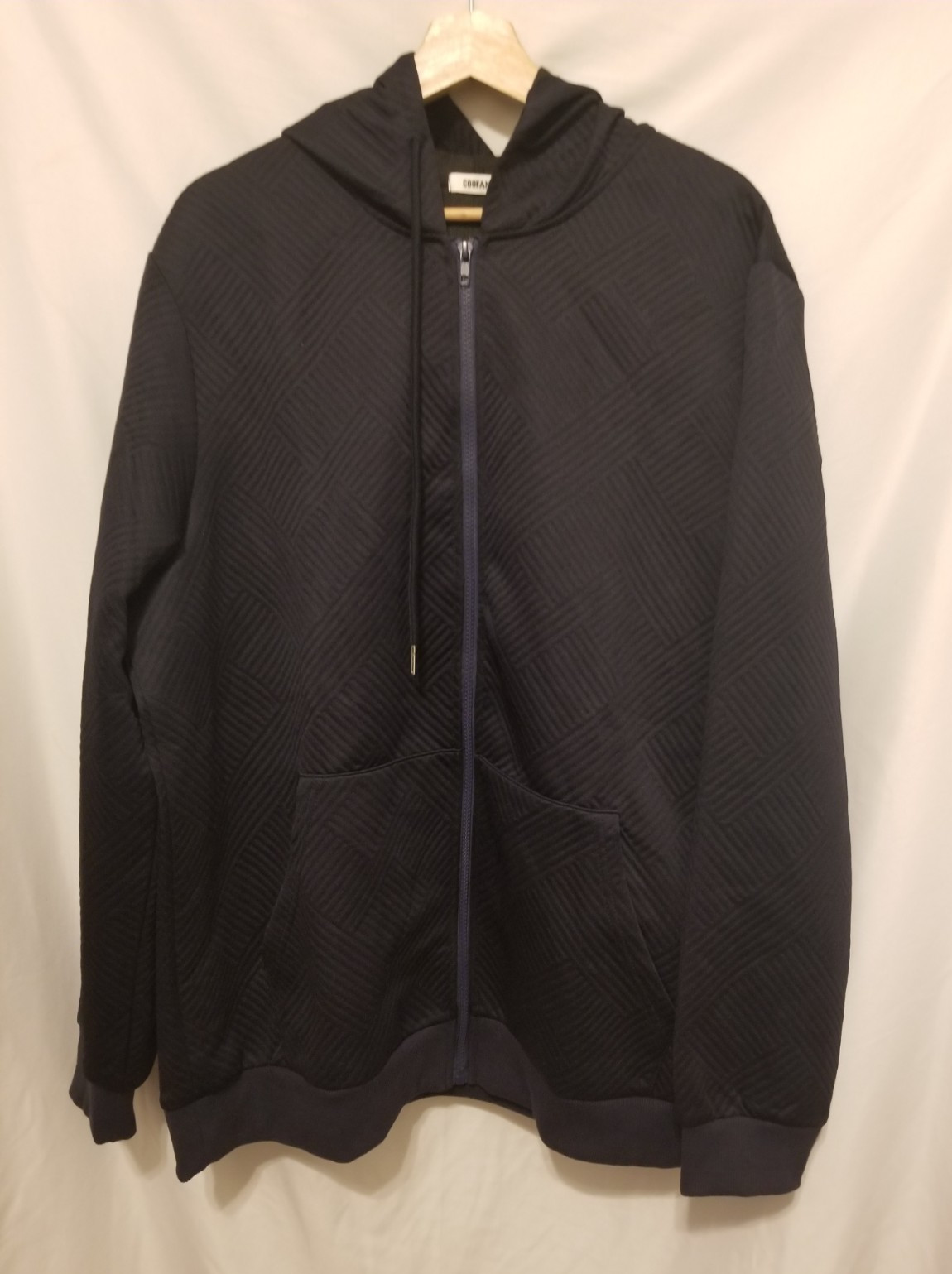 COOFANDY Full Zip Lightweight Jacket XL Blue Drawstring Outerwear Pockets Ribbed