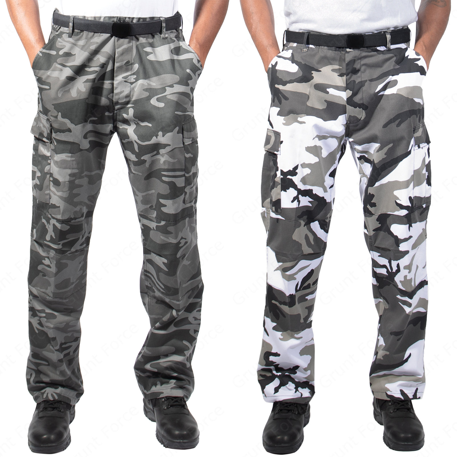 Relaxed Fit Zipper Fly BDU Cargo Pants Army Fatigues City Camo or Black Camo