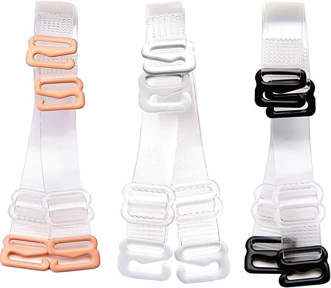 Invisible Clear Elastic Bra Strap Replacement MetalHook Transparent & Adjustable