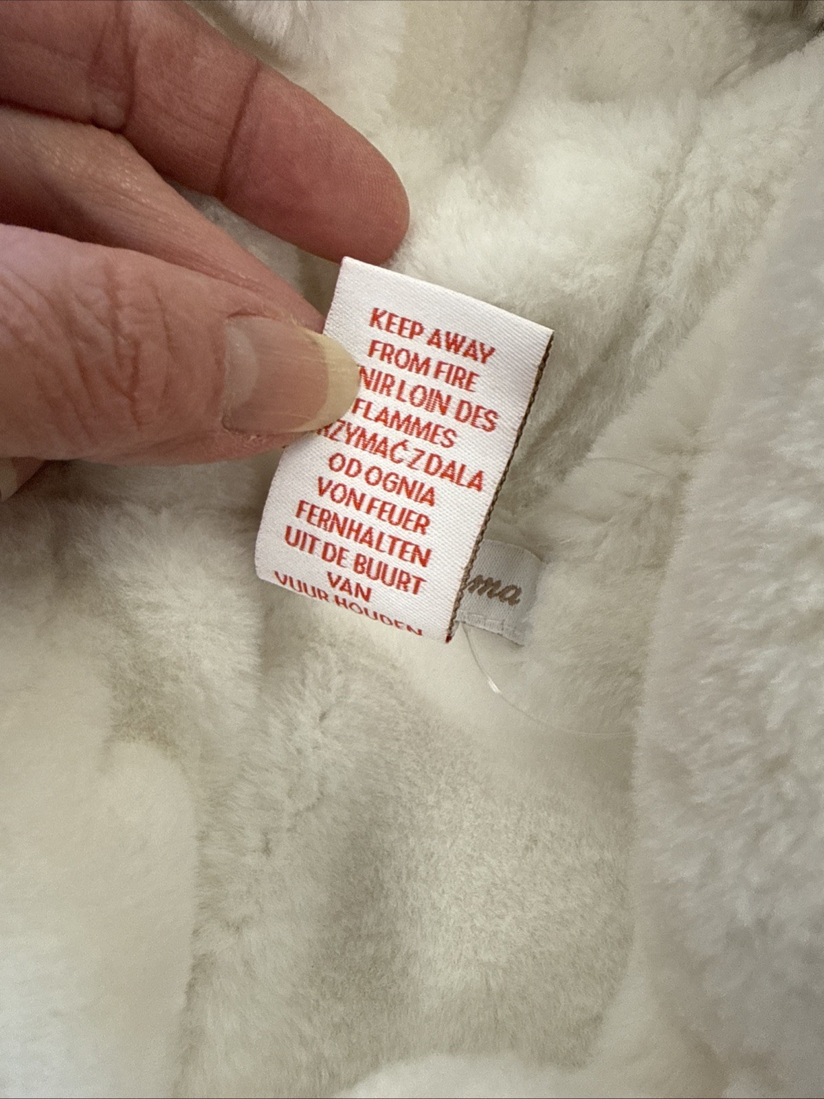 “Tommy Bahama” 3-6 Month White Knitted A Sharpa Fur Coat Hood *Stain