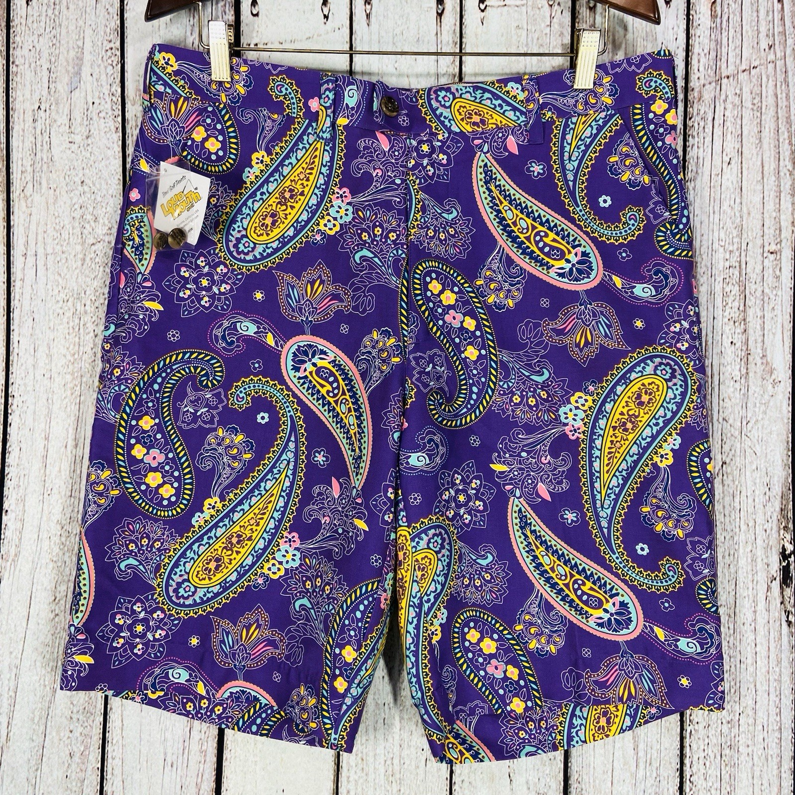 Loudmouth Shorts Mens 36 Purple Golf Paisley Pattern Cotton Polyester New