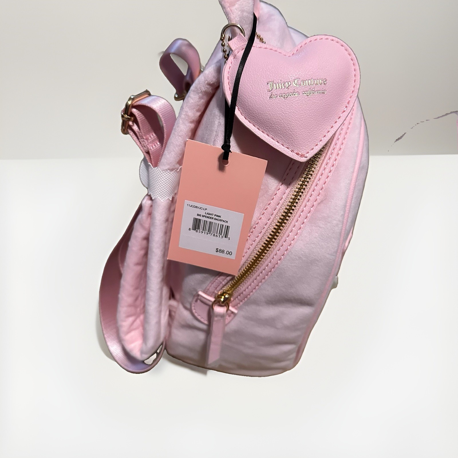 Juicy Couture Pink Mini Big Spender Backpack Rhinestone Logo w/ Front Pocket