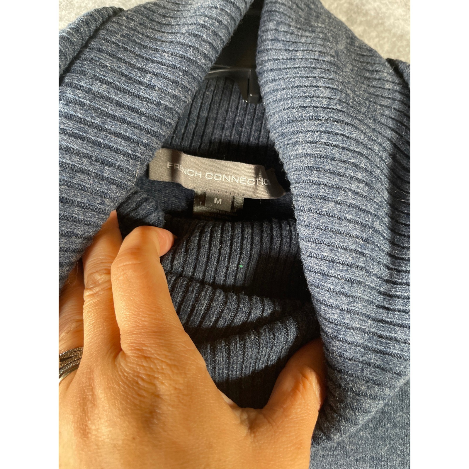 French Connection Mens Charcoal Gray Turtleneck Sweater High Low Hem Size M