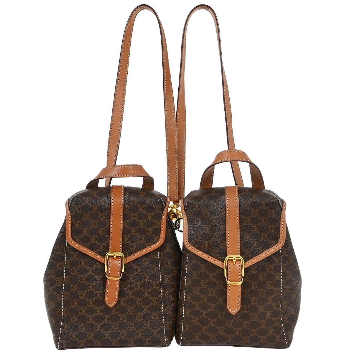 Celine Brown PVC Macadam Twin Backpack M95* 154821
