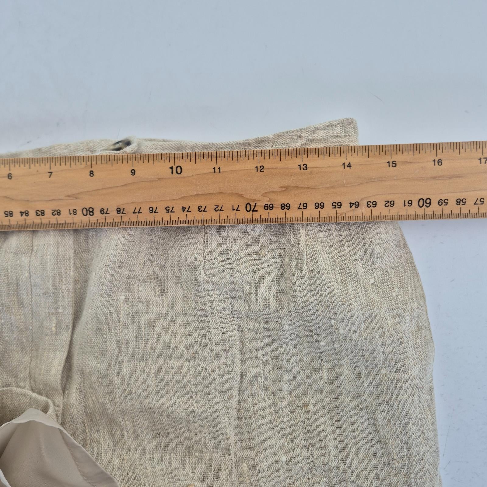 Harvé Benard Suit 8 Trousers 8 W28 L27 Beige Womens 100% Linen Straight 2 Piece