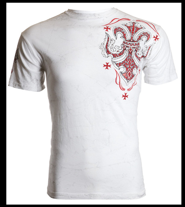 ARCHAIC by AFFLICTION White BRIGAND Wings Short Sleeve Slim Fit Y2K T-shirt NWT