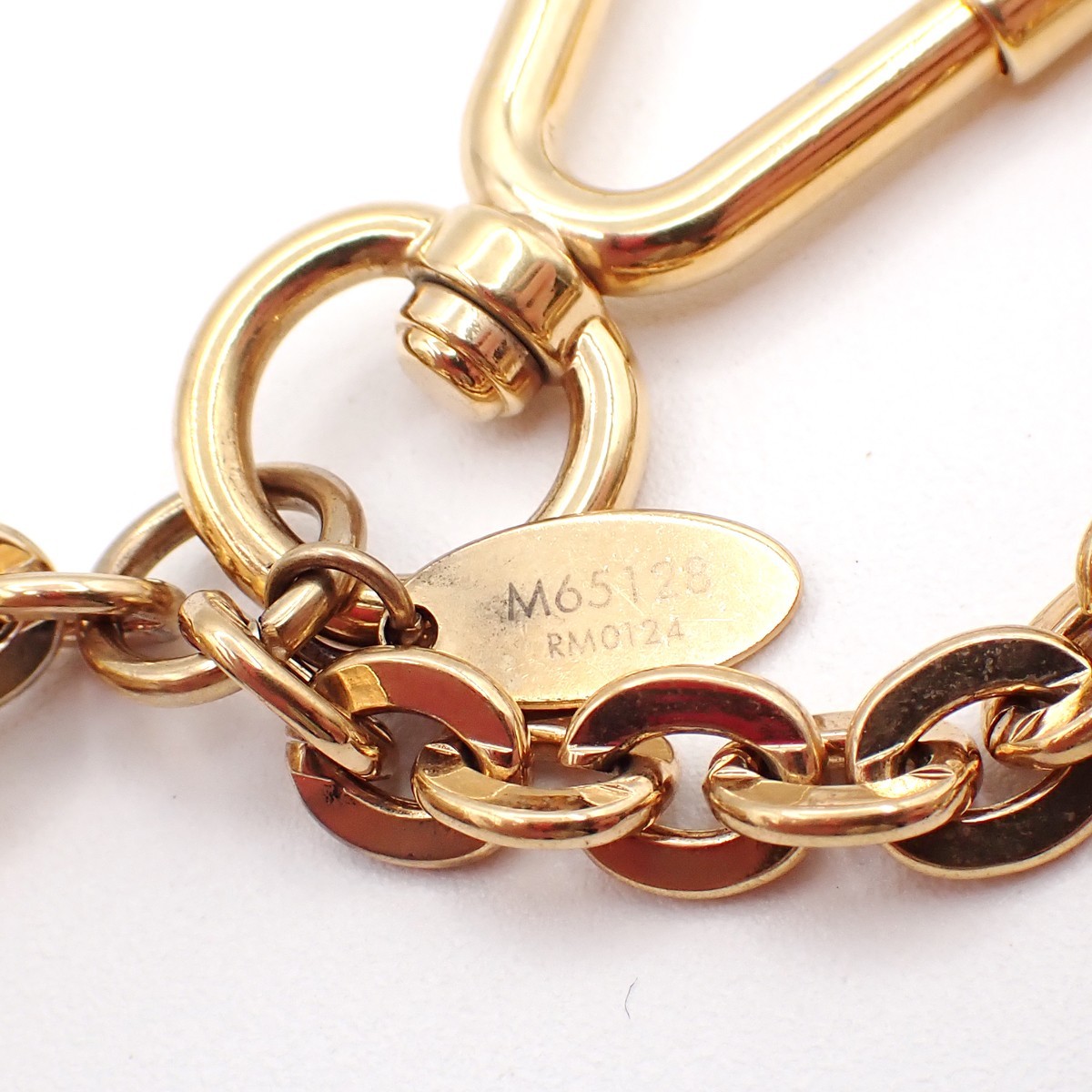 LOUIS VUITTON Logo Tassel Ribbon Bag Charm Blue Leather Gold M65128 62TA573