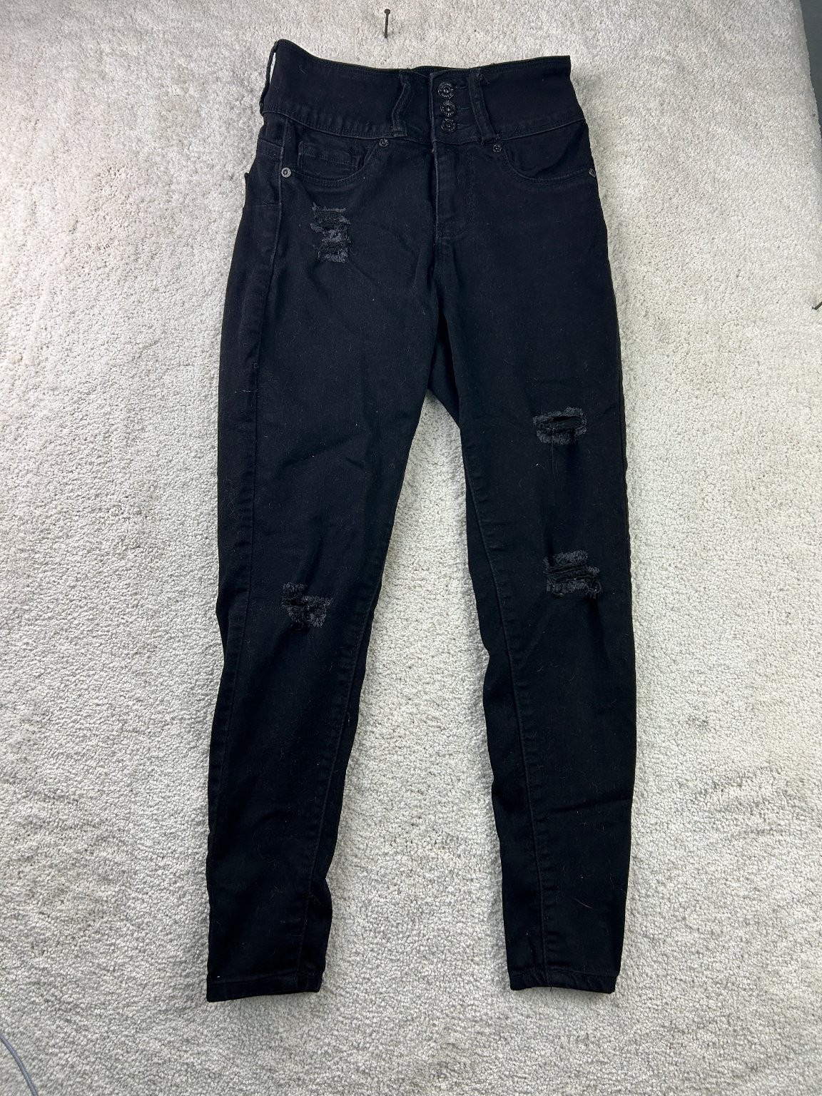 Blue Savvy Women’s Black Distressed Skinny Jeans Size 5/27 Stretch