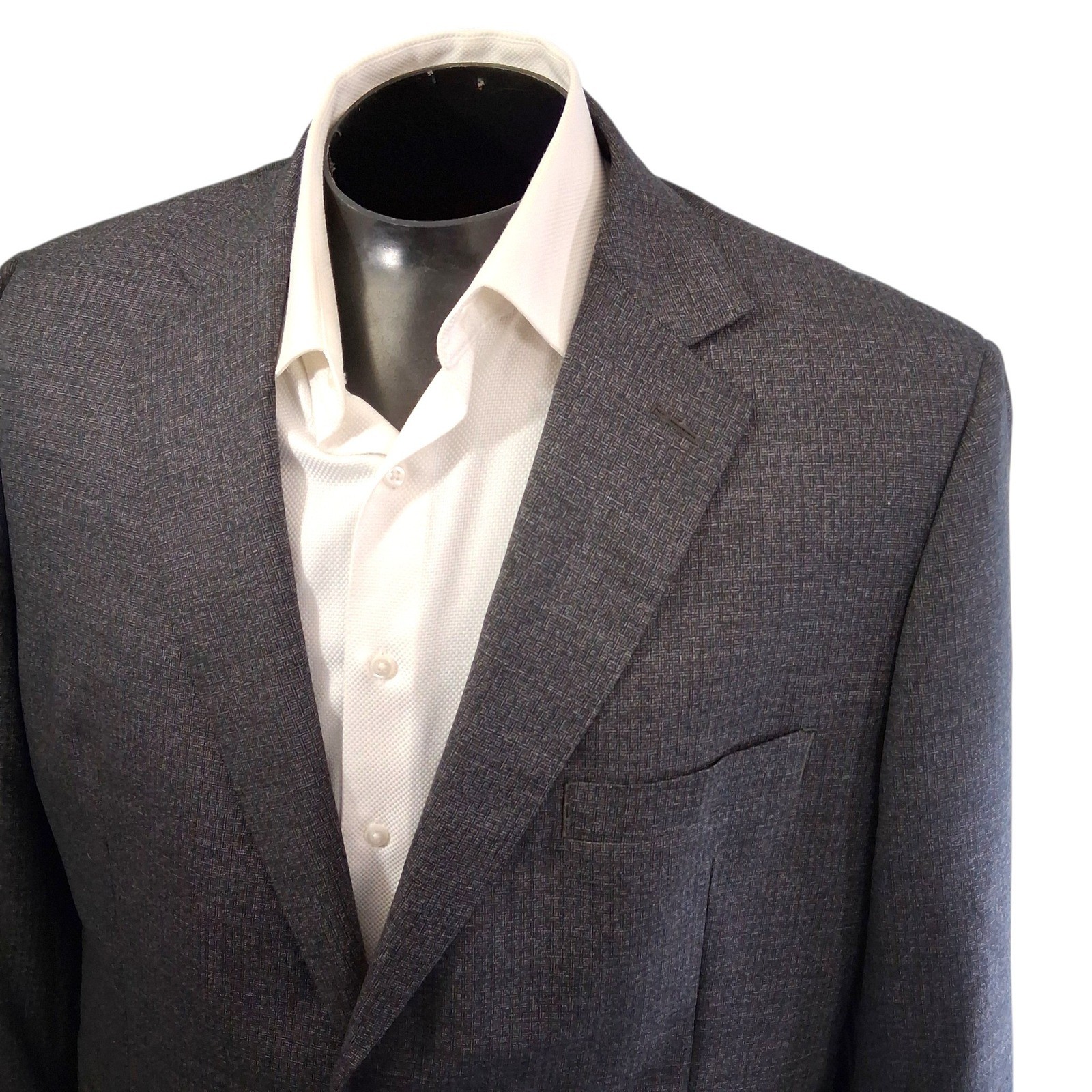 J. Hilburn Sport Coat Blazer 46R Gray Wool Silk Lanificio Cerruti Double Vent