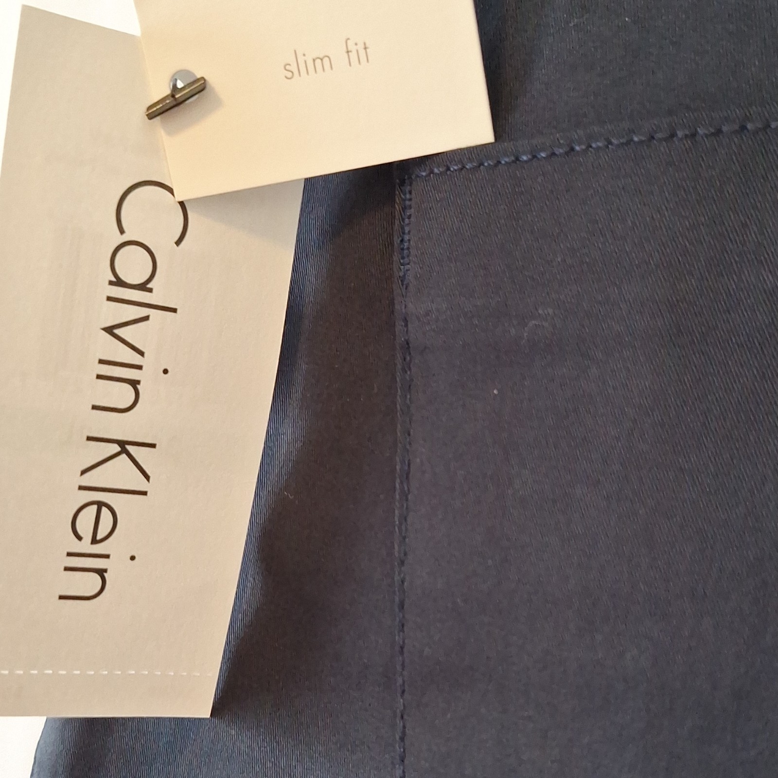 34Wx32L Calvin Klein Men’s Navy Twill Chino Pants Slim Fit Tapered Stretch