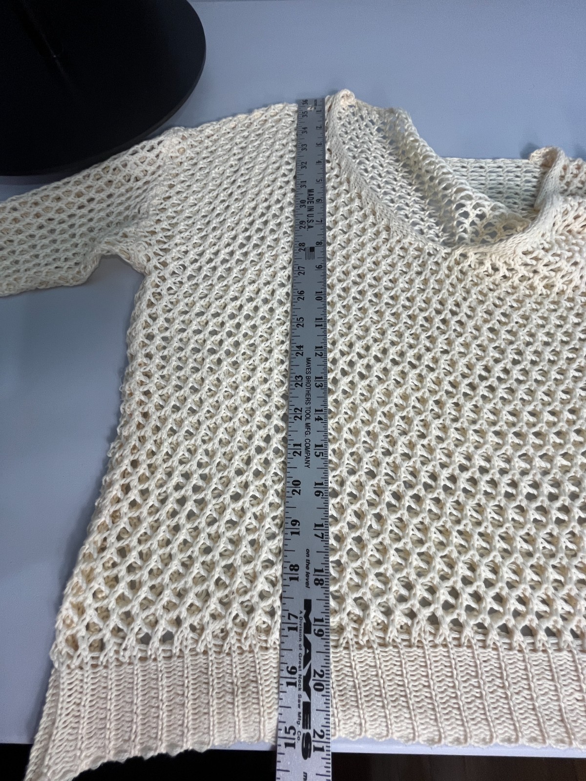 Open Weave Boho Crochet Knit Loose Knit Layering Top Cover Up Size M Ivory