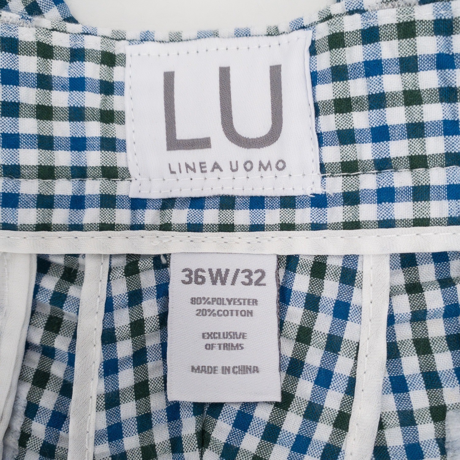 LINEA UOMO Mens Relaxed Straight Fit Seersucker Green Combo Gingham Pants 36X32