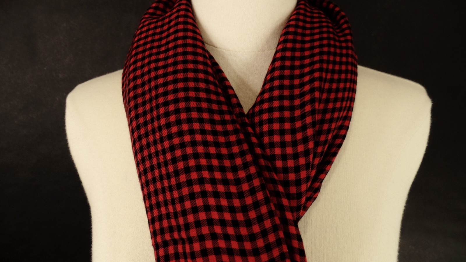 Faliero Sarti Scarf Black Red Check 78 inches by 60 inches