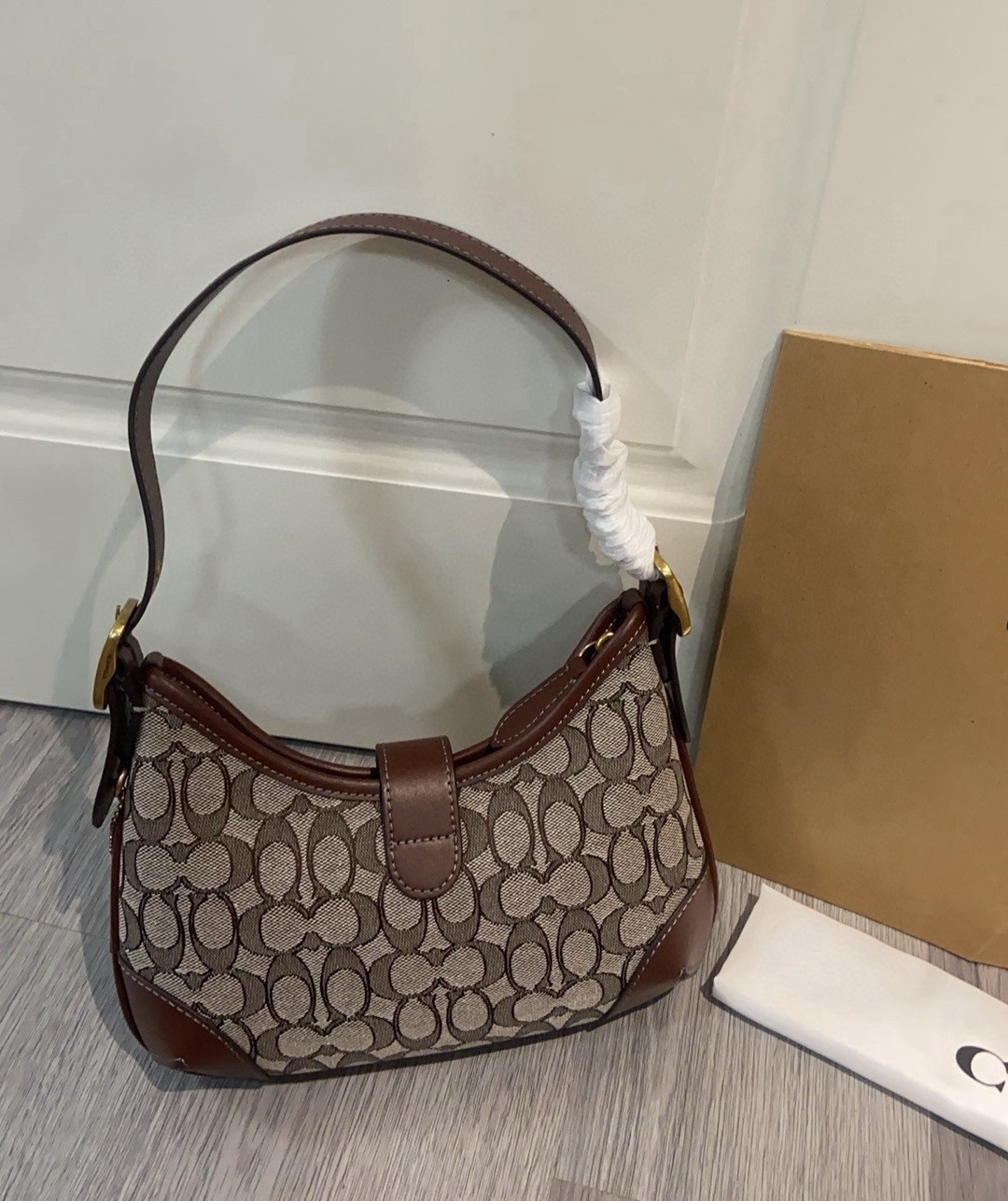 NWT COACH Hamptons Hobo Bag Signature Jacquard Oak Maple Handbag CBF16