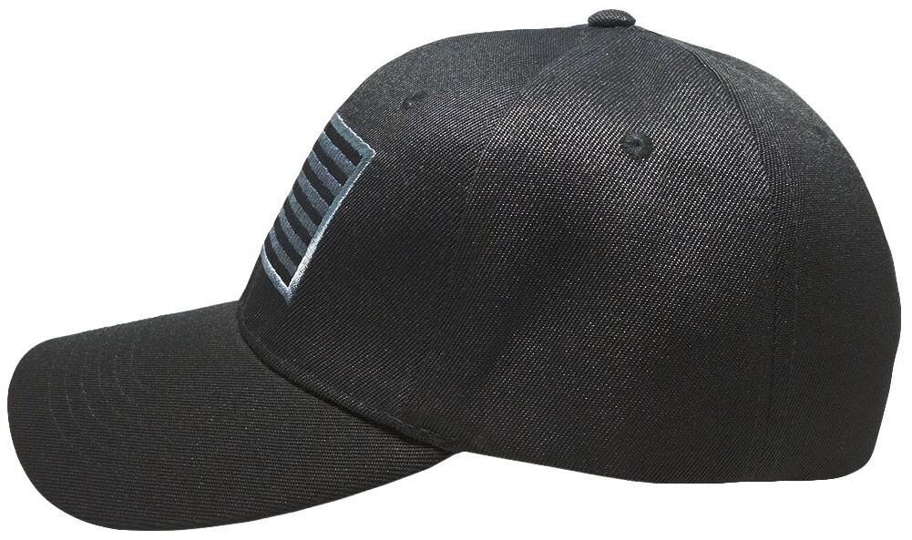 USA American Dark Grey/Black Patch Black Acrylic Adjustable Embroidered Hat Cap