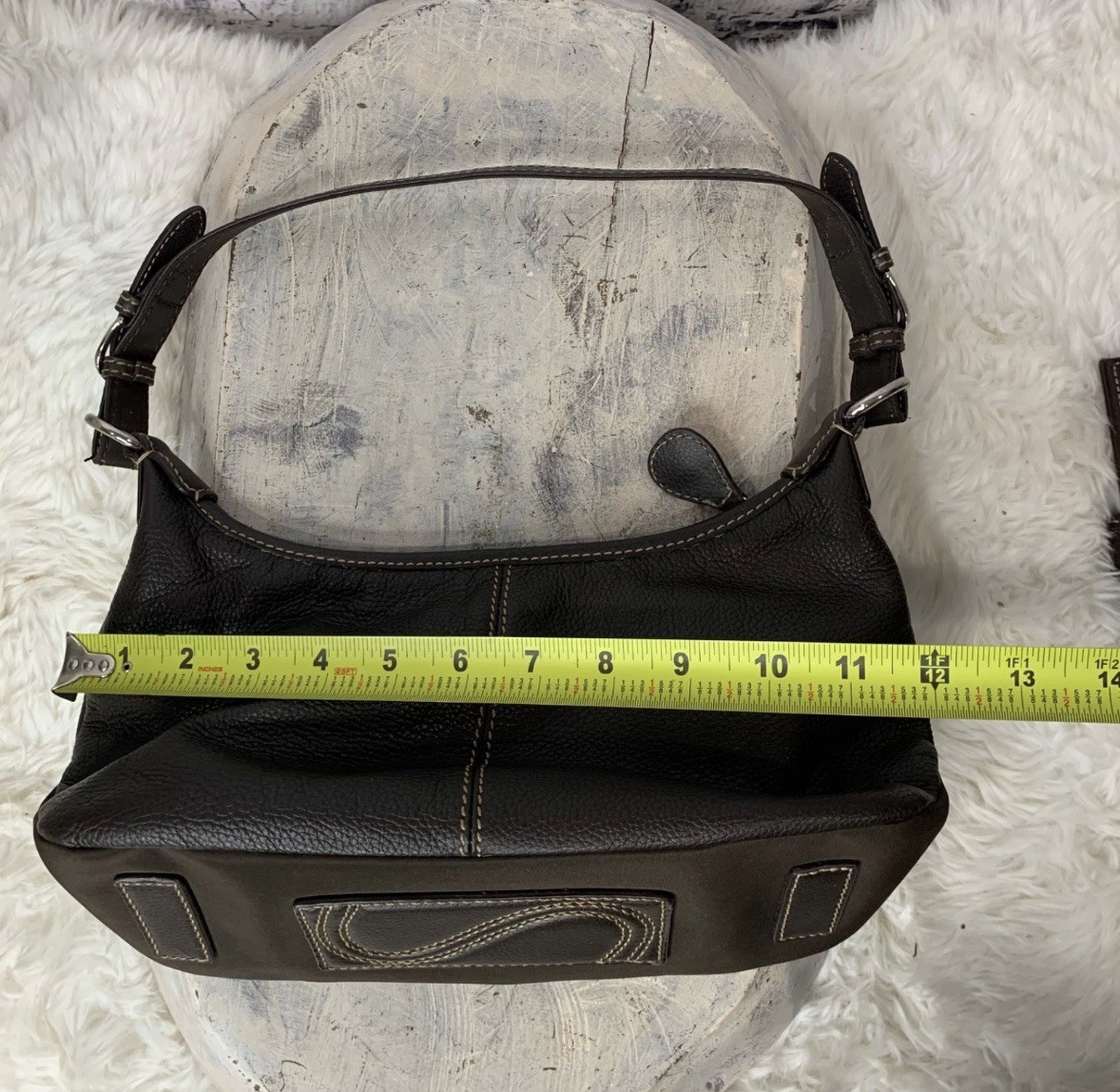 The Sak Pebbled Leather Slouchy Hobo Shoulder Bag Dark Brown w/ Matching Wallet