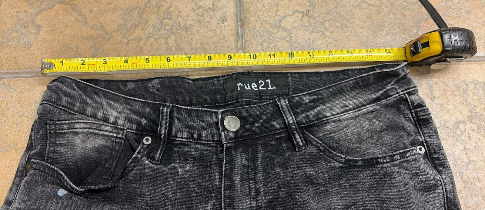 Rue21 Mens Moto Biker Pants Size 34×30 Black Acid Wash Ripped Distressed Stretch