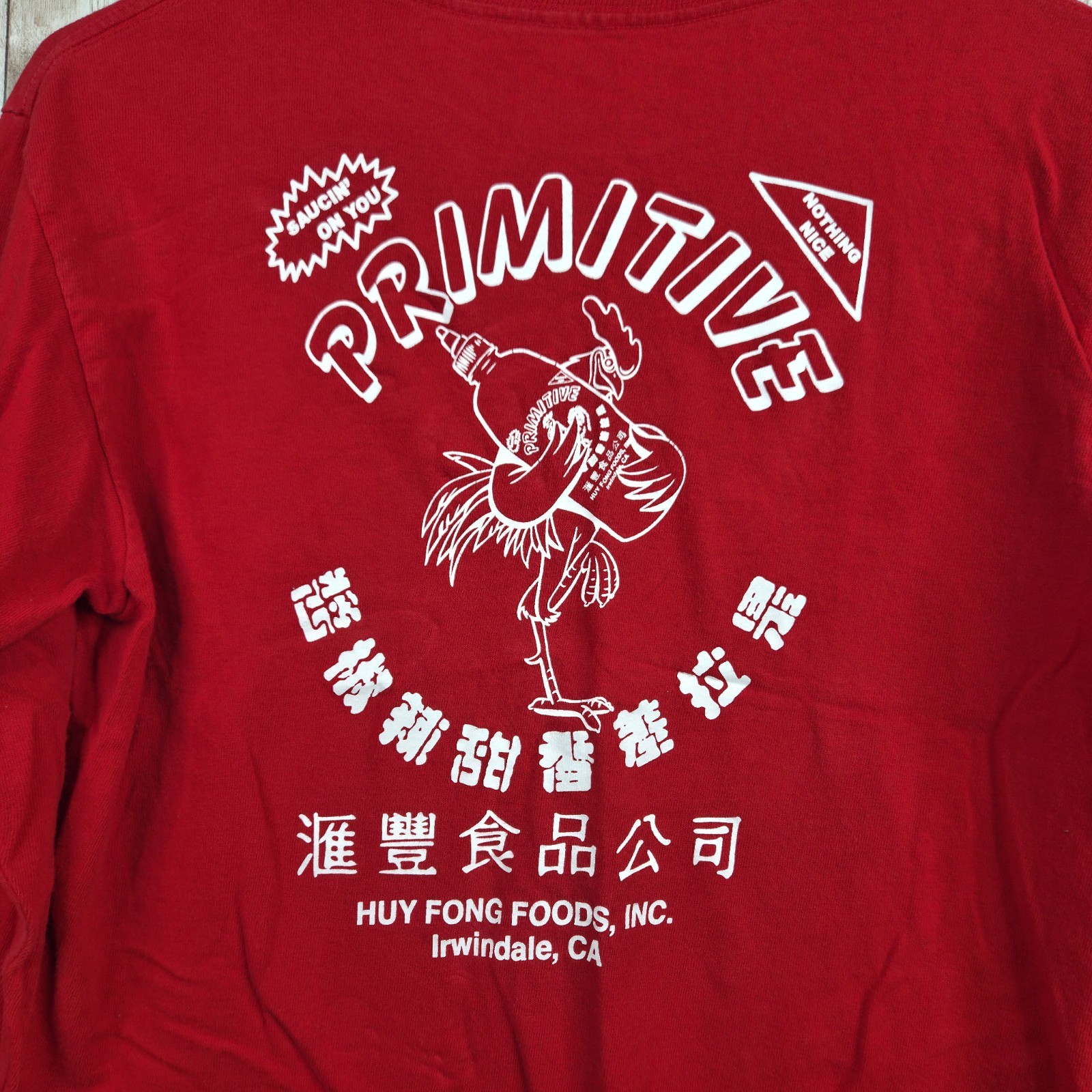 PRIMITIVE SKATEBOARD x HUY FONG SRIRACHA SAUCE Red Shirt Kids Size Large Unisex