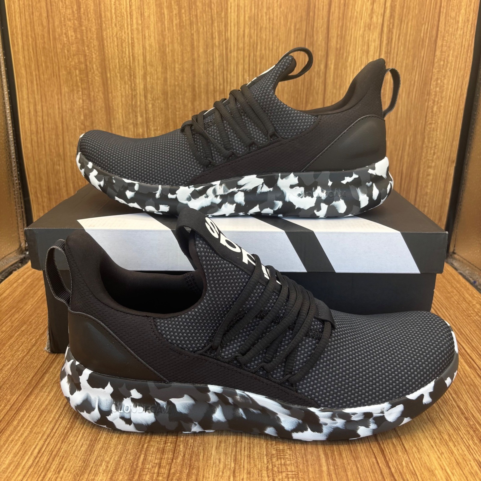 Adidas Lite Racer Adapt 7.0 Mens 10.5 Black White New Slip On Sneakers NEW