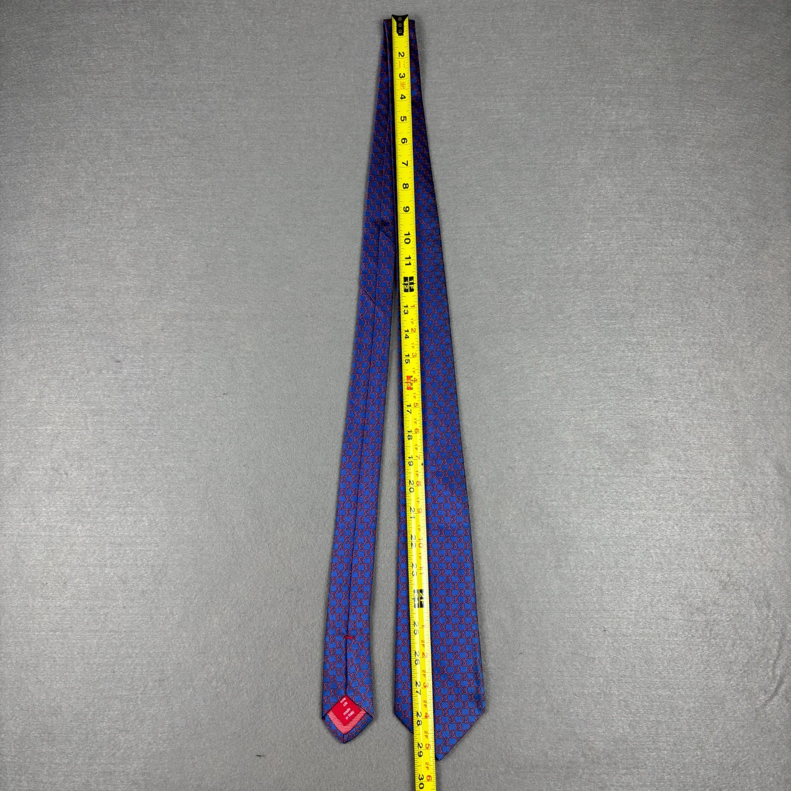Altea Blue Red Chain Link Geometric Silk Tie Made Italy Woven Designer 3.25″
