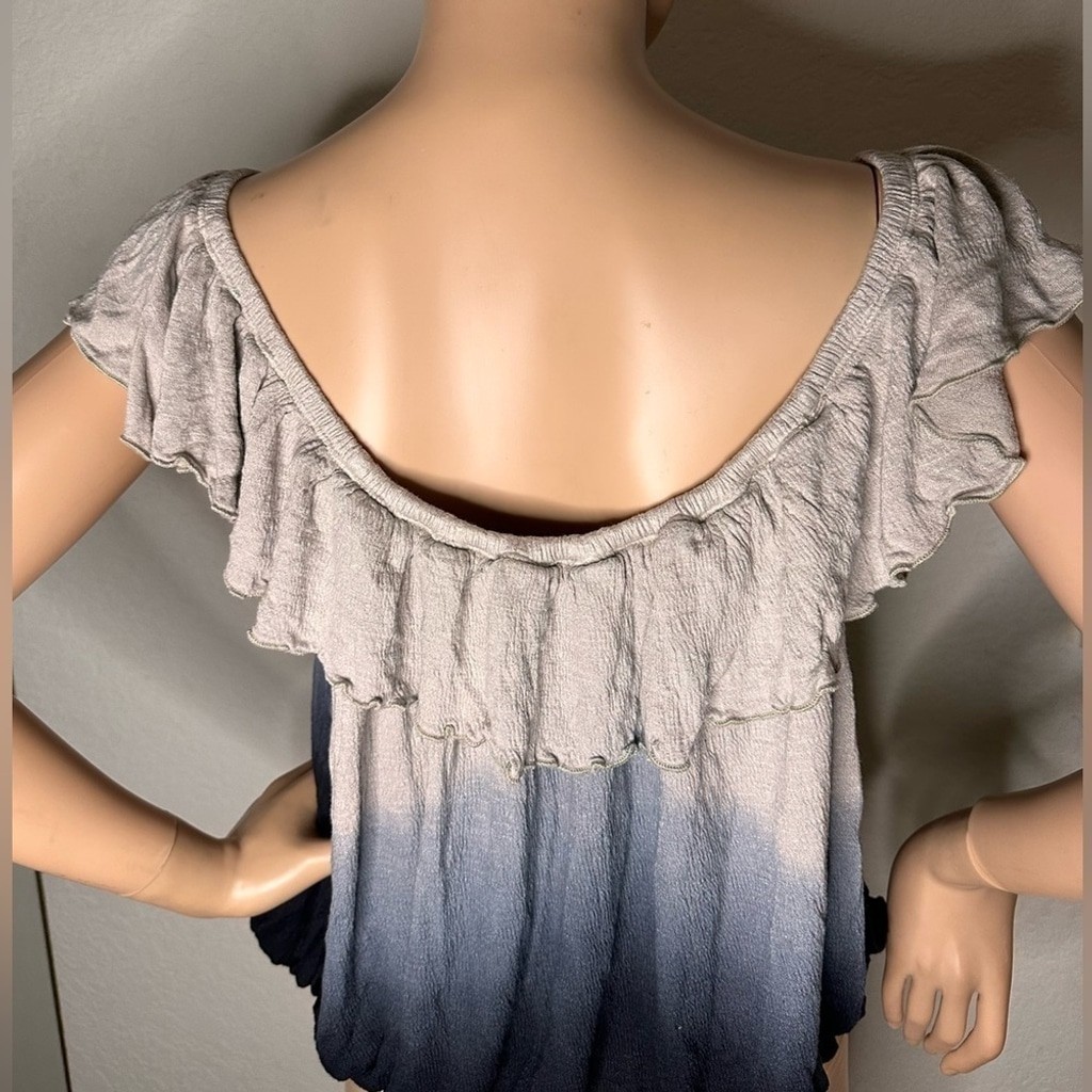 FREE People Boho Ombre Ruffle Off The Shoulder Top EUC. Medium