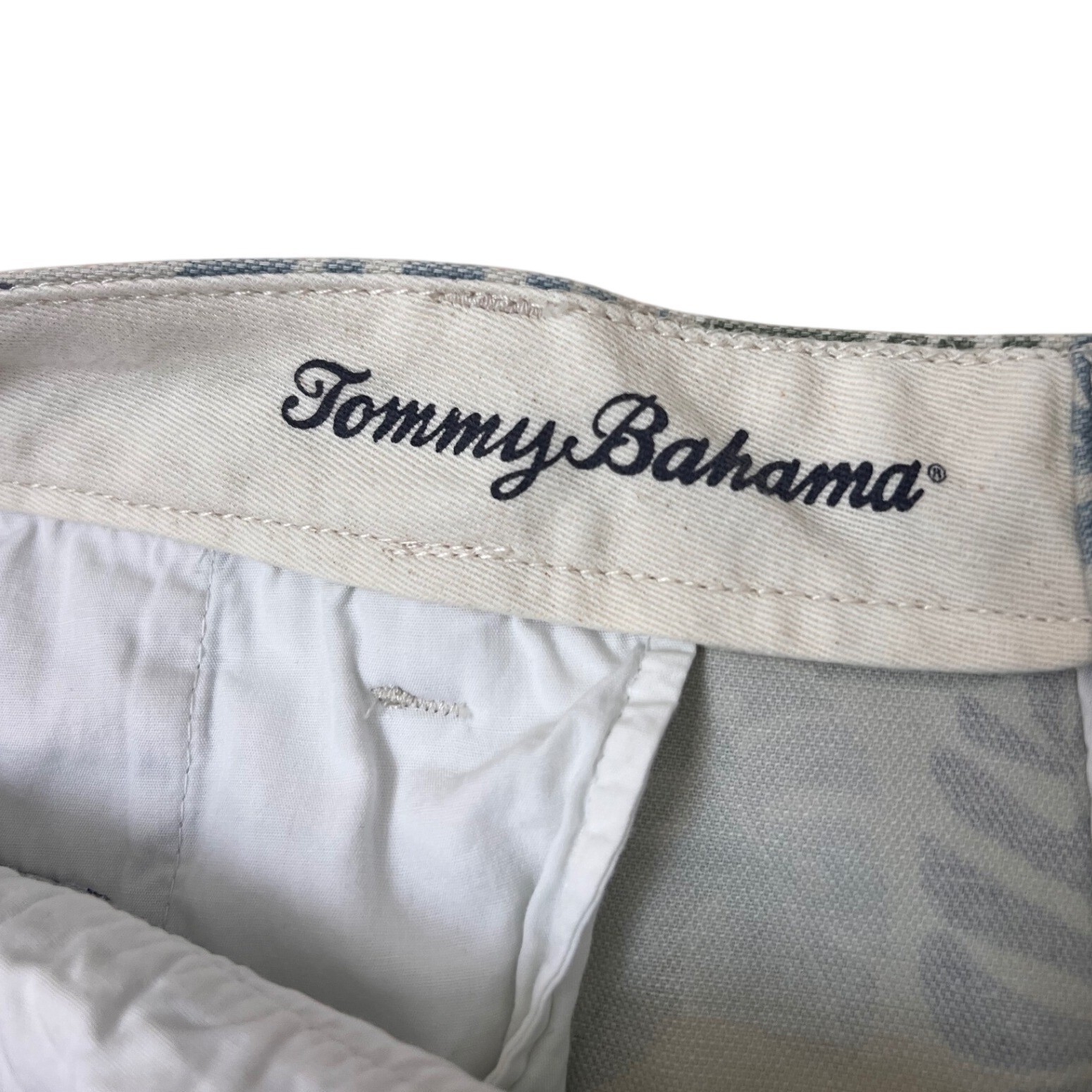 Tommy Bahama Mens 40 Tropical Leaf Print Cargo Shorts Blue Green Cotton Stretch
