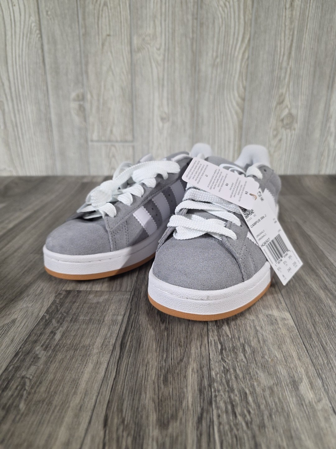 Adidas Campus 00s J Sneakers Suede Gray White Gum Boys Size 5 1/2 D NEW NO BOX!