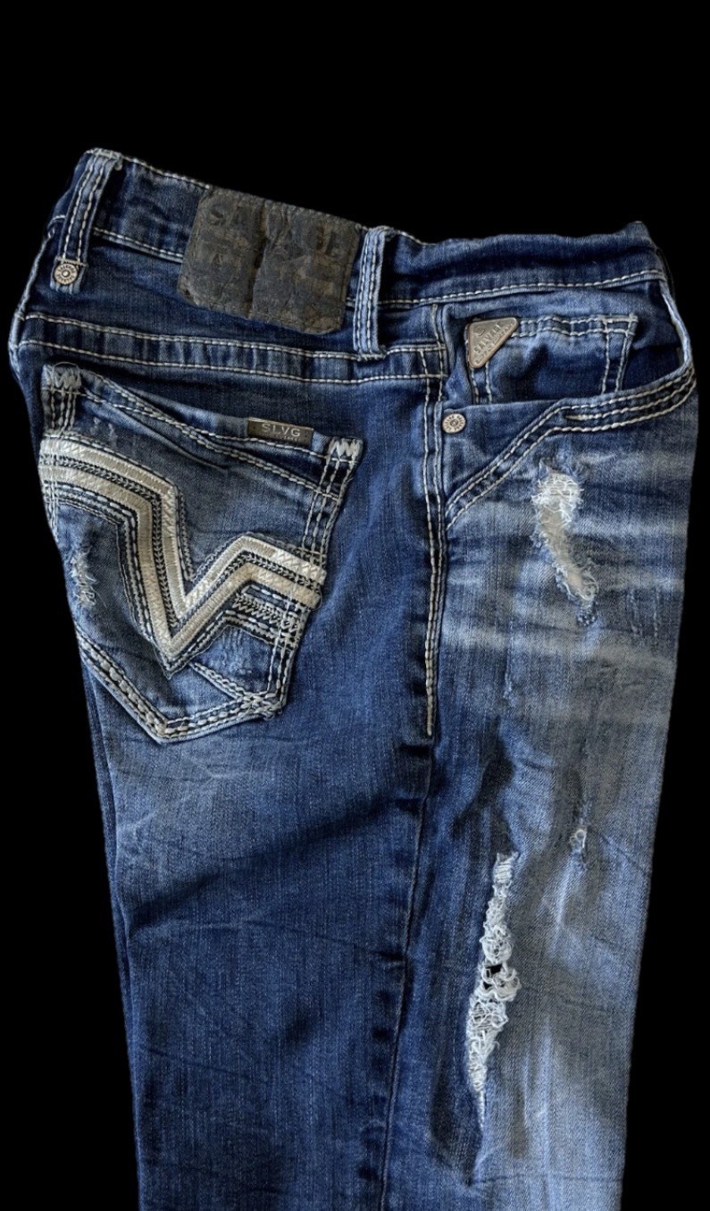 Salvage Supply Mayhem Straight Stretch Buckle Jeans ~ Men’s Size 30 x 32/30