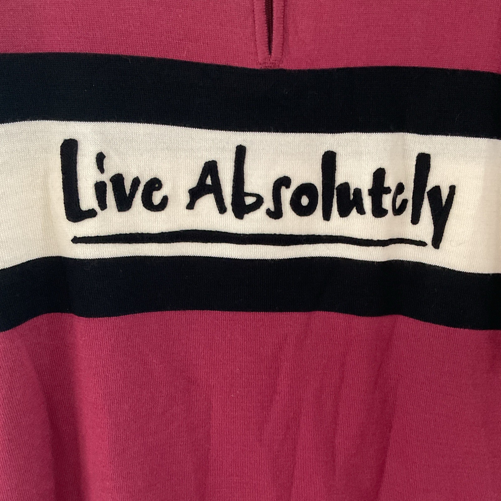 Earth Wind and Rider 1/4 Zip Striped Merino Wool Knit Sweater L Red/Black
