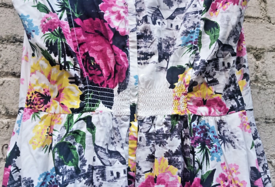 12 Anthropologie Amelia Fit & Flare Floral Cottage Cotton White Multi Midi Dress