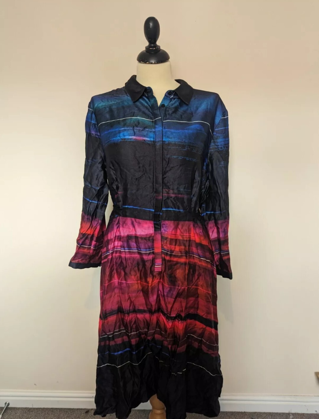 Phase Eight BNWT RRP£110 Sena Satin Abstract Print Dress Size UK12 L Ribbon Bow