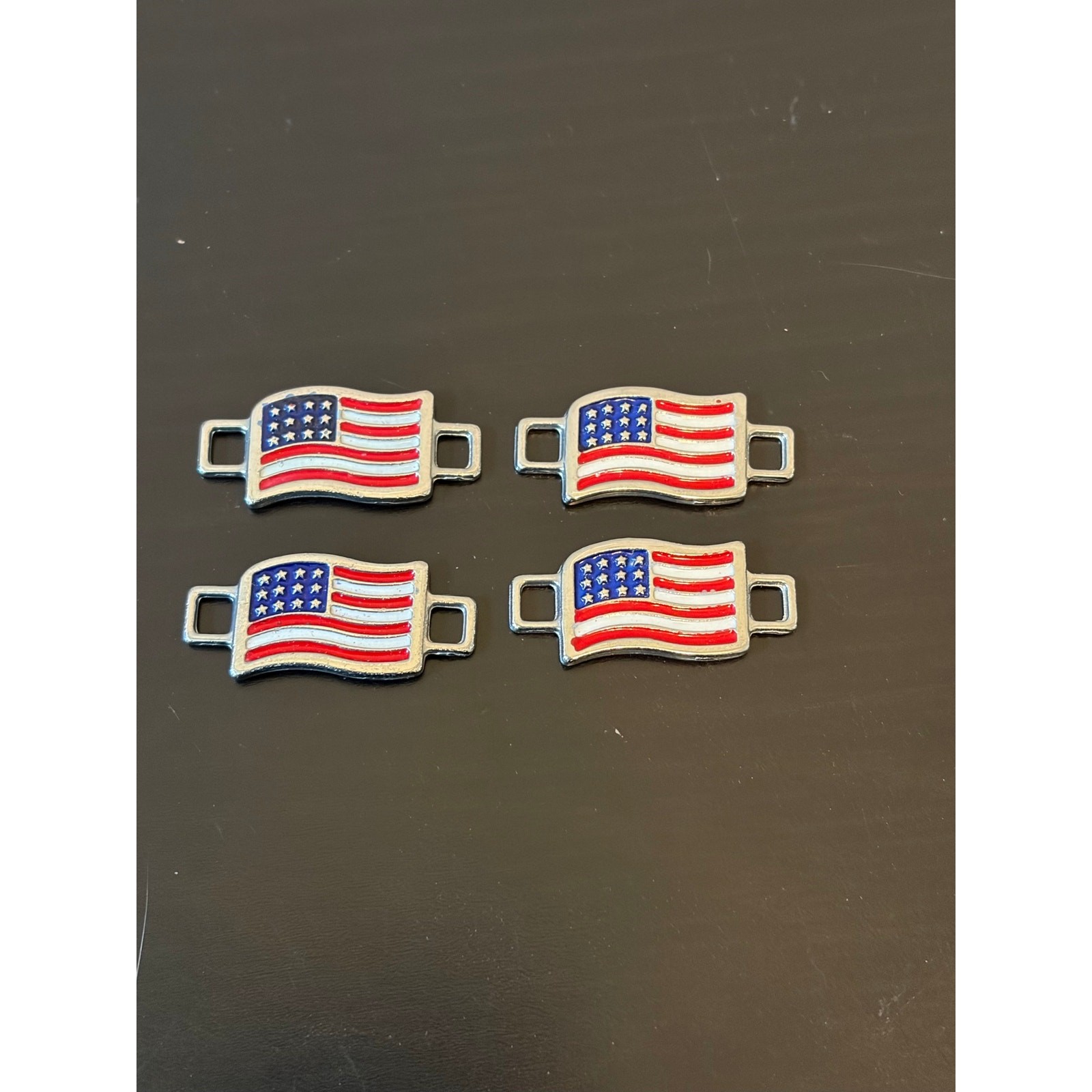 2 Pair (qty 4) Red Wing Shoe Co American Flag Shoe Boot Lace Keepers Charm USA